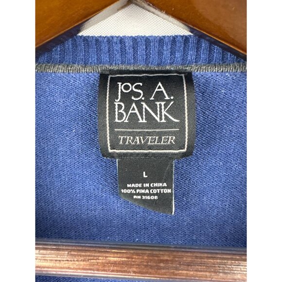 Men’s Jos. A. Bank Large Cobalt Blue Long Sleeve V-Neck Sweater - Picture 4 of 4